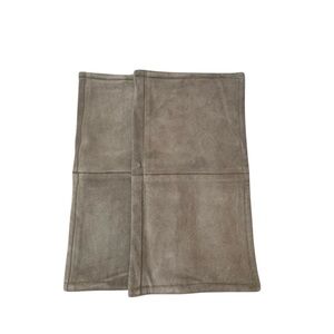 NEW Set‎ of 2 x Pottery Barn Pieced Taupe Gray Suede Leather Pillow Covers 20x20